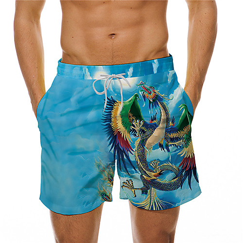 

Men's Designer Casual / Sporty Big and Tall Quick Dry Breathable Soft Holiday Beach Swimming Pool Shorts Bermuda shorts Swim Trucks Pants Dragon Graphic Prints Short Drawstring Elastic Drawstring