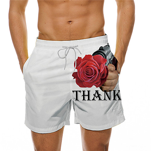 

Men's Designer Casual / Sporty Big and Tall Quick Dry Breathable Soft Holiday Beach Swimming Pool Shorts Bermuda shorts Swim Trucks Pants Graphic Prints Rose Letter Short Drawstring Elastic / Summer