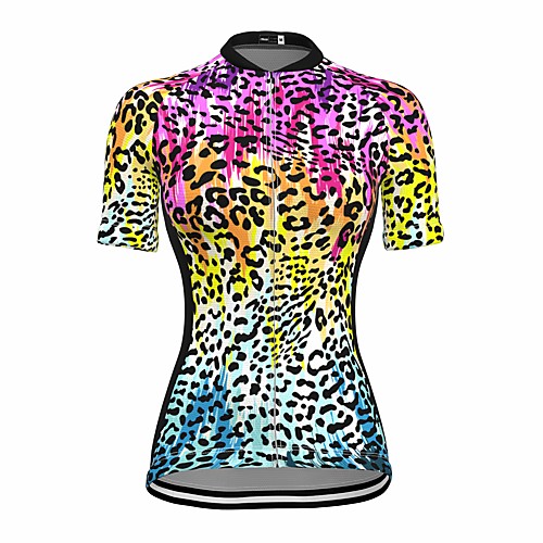 

21Grams Women's Short Sleeve Cycling Jersey Summer Spandex Purple Leopard Bike Top Mountain Bike MTB Road Bike Cycling Sports Clothing Apparel / Stretchy / Athleisure