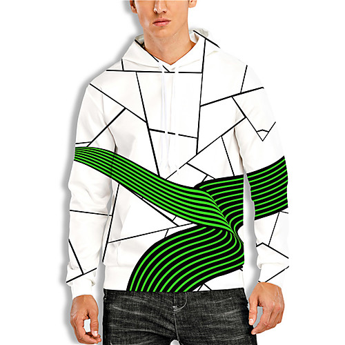 

Men's Pullover Hoodie Sweatshirt Geometric Graphic Prints Print Hooded Daily Sports 3D Print 3D Print Casual Hoodies Sweatshirts Long Sleeve White