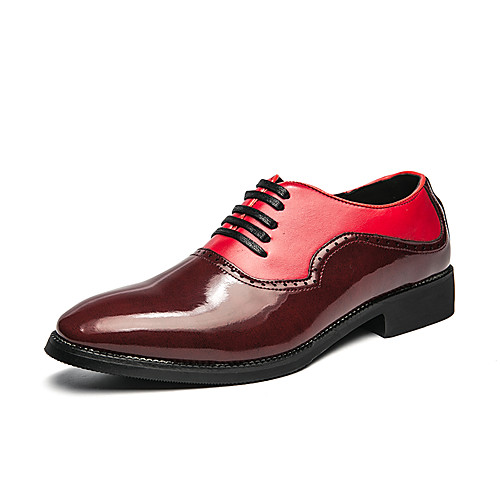 

Men's Oxfords Formal Shoes Brogue Classic British Wedding Party & Evening Walking Shoes Patent Leather Non-slipping Wear Proof Red Black Fall Spring / Tassel