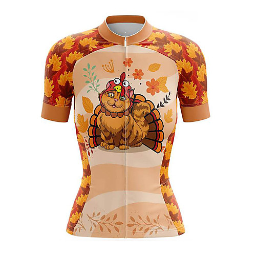

21Grams Women's Short Sleeve Cycling Jersey Summer Spandex Orange Animal Bike Top Mountain Bike MTB Road Bike Cycling Quick Dry Moisture Wicking Sports Clothing Apparel / Stretchy / Athleisure