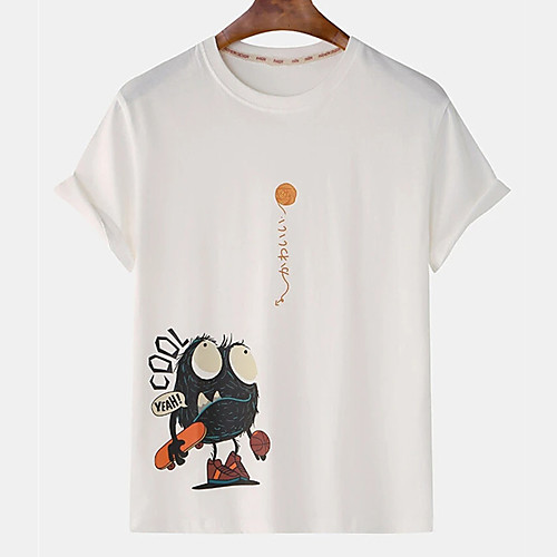 

Men's Unisex Tee T shirt Hot Stamping Cartoon Graphic Prints Plus Size Print Short Sleeve Casual Tops Cotton Basic Designer Big and Tall White Black