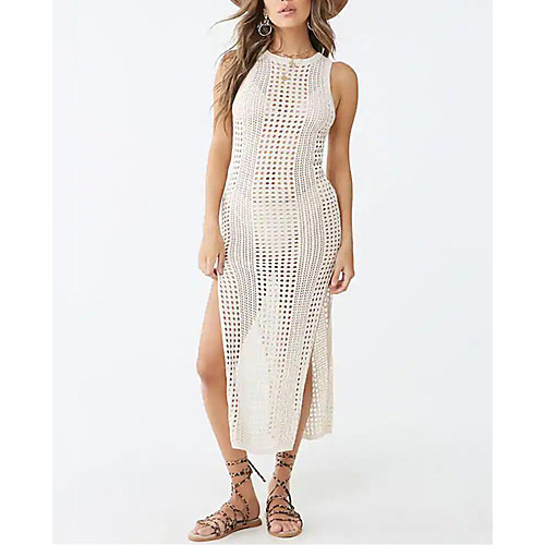 

Women's Cover Up Beach Dress Swimsuit Solid Color Green White Black Apricot Swimwear Bathing Suits New / Padless