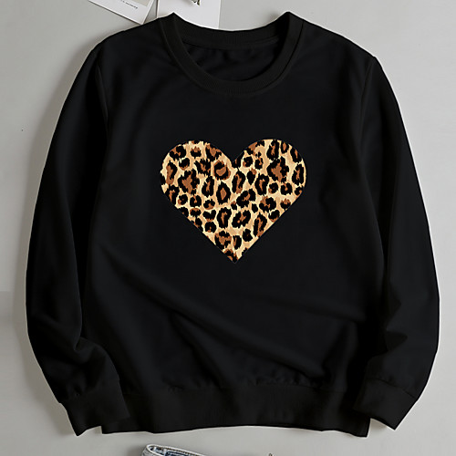 

Women's Unisex Pullover Sweatshirt Heart Leopard Print Casual Hot Stamping Casual Hoodies Sweatshirts Loose Yellow White Black