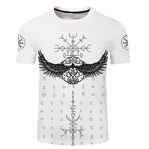 

Men's Unisex Tee T shirt 3D Print Graphic Prints Wings Plus Size 3D Print Short Sleeve Casual Tops Basic Designer Big and Tall White Black