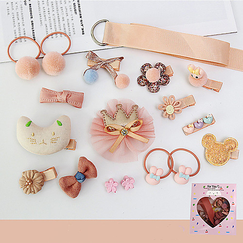 

Children's Hair Accessories Set Girls' Headwear Baby Korea Princess Super Fairy Cute Little Girl Hairpin Baby Hairpin Set Of 18 pieces