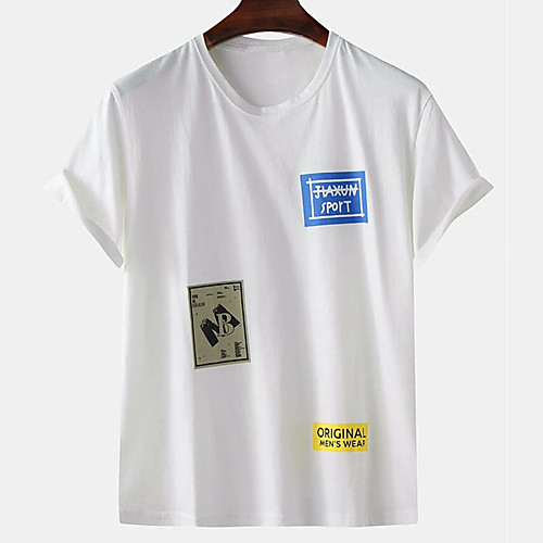 

Men's Unisex Tee T shirt Hot Stamping Graphic Prints Letter Plus Size Print Short Sleeve Casual Tops Cotton Basic Designer Big and Tall White Black