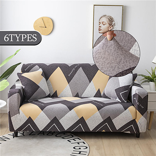

Stretch Sofa Cover Slipcover Elastic Sectional Couch Armchair Loveseat 4 or 3 seater L shapeGeometricSoft Durable Washable