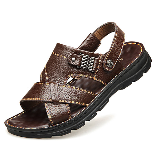

2020 new men's first layer cowhide thick-soled beach shoes trendy casual breathable non-slip sandals wholesale