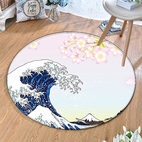 

Round 5mm Area Rugs Machine Made Polyster Non Skid Modern 3D