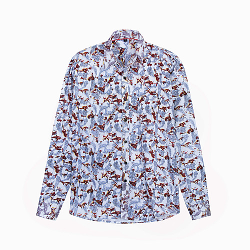 

Men's Shirt Marble Button-Down Long Sleeve Casual Tops 100% Cotton Lightweight Casual Fashion Breathable Blue