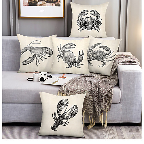

Langoustine Lobster Double Side Cushion Cover 5PC Soft Decorative Square Throw Pillow Cover Cushion Case Pillowcase for Bedroom Livingroom Superior Quality Machine Washable Outdoor Cushion for Sofa Couch Bed Chair