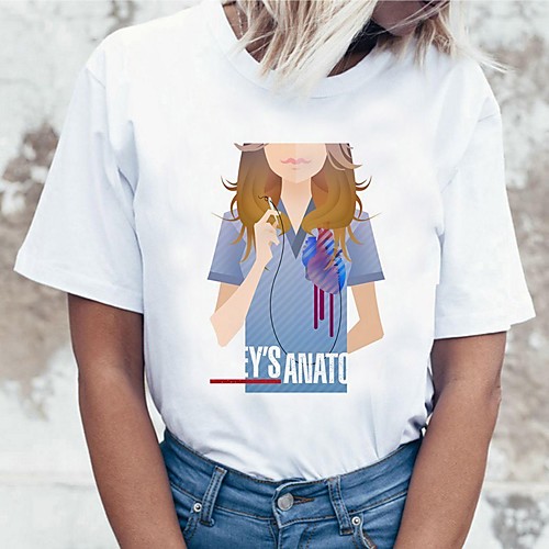 

Inspired by Greys Anatomy Cosplay Anime Cartoon Polyester / Cotton Blend Print Harajuku Graphic Kawaii T-shirt For Women's / Men's