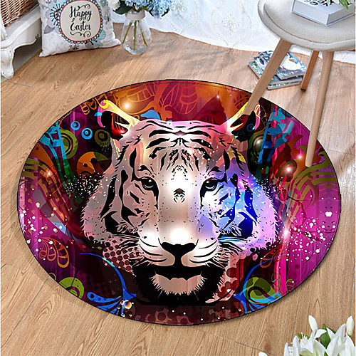 

Round 5mm Area Rugs Machine Made Polyster Non Skid Modern 3D