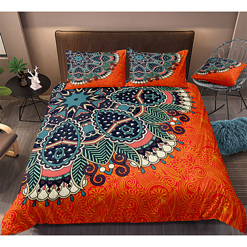 

Duvet Cover Sets 3 Piece Rayon / Polyester 3D Rainbow Reactive Print Bohemian Style