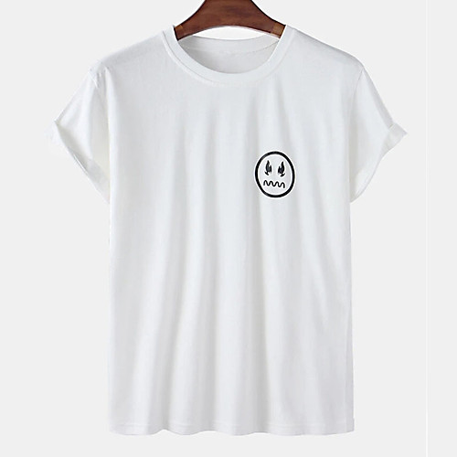 

Men's Unisex Tee T shirt Hot Stamping Graphic Prints Emoji Face Plus Size Print Short Sleeve Casual Tops Cotton Basic Designer Big and Tall White