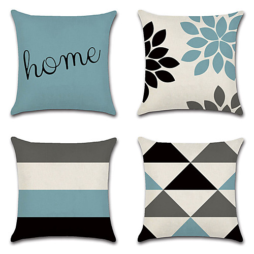 

Geometric Double Side Cushion Cover 4PC Soft Decorative Square Throw Pillow Cover Cushion Case Pillowcase for Bedroom Livingroom Superior Quality Machine Washable Outdoor Cushion for Sofa Couch Bed Chair Blue Grey