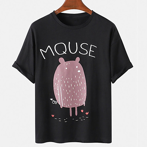 

Men's Unisex Tee T shirt Hot Stamping Graphic Prints Letter Animal Plus Size Print Short Sleeve Casual Tops Cotton Basic Designer Big and Tall White Black