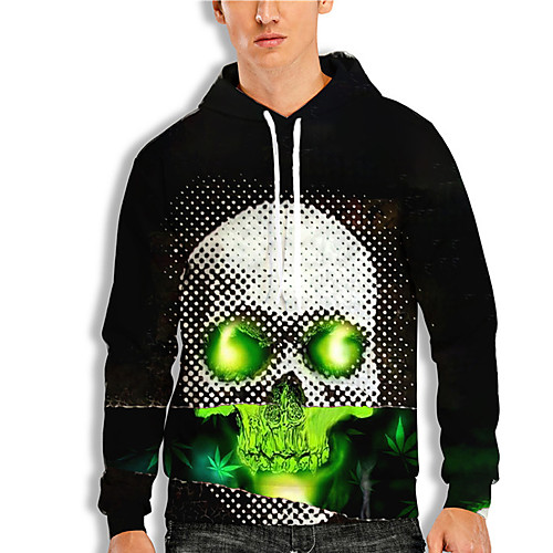 

Men's Pullover Hoodie Sweatshirt Graphic Prints Skull Print Hooded Daily Sports 3D Print 3D Print Casual Hoodies Sweatshirts Long Sleeve Black