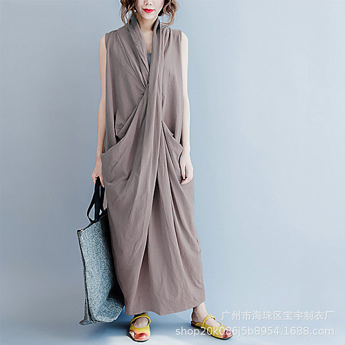 

Women's A Line Dress Maxi long Dress Nude Gray Black Sleeveless Solid Color Summer Casual 2021 S M L XL 2XL 3XL 4XL 5XL / Cotton / Cotton