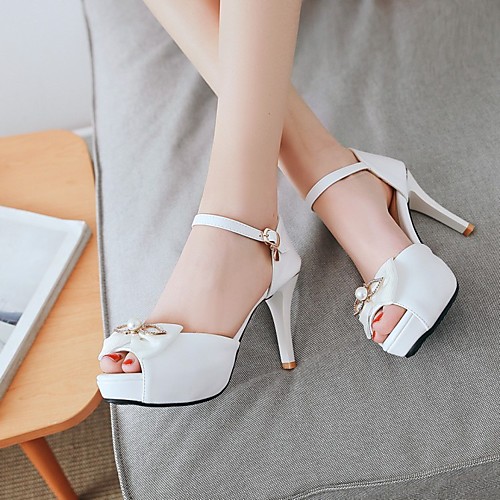 

Women's Sandals Platform Sandals Stiletto Heel Peep Toe PU Synthetics White Black Pink