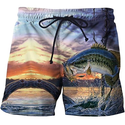 

Men's Casual Shorts Breathable Sports Casual Holiday Chinos Shorts Pants Animal Knee Length Mesh Print White Blue Yellow Green