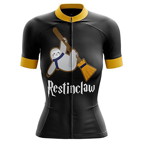 

21Grams Women's Short Sleeve Cycling Jersey Summer Spandex Black / Yellow Cartoon Bike Top Mountain Bike MTB Road Bike Cycling Sports Clothing Apparel / Stretchy / Athleisure