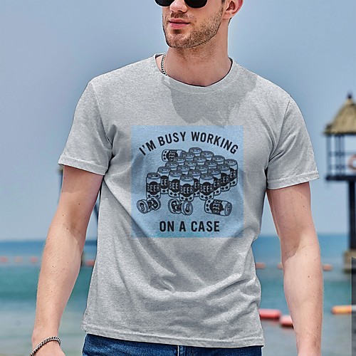 

Men's Tee T shirt Hot Stamping Graphic Prints Can Plus Size Print Short Sleeve Casual Tops Cotton Basic Designer Big and Tall White Gray