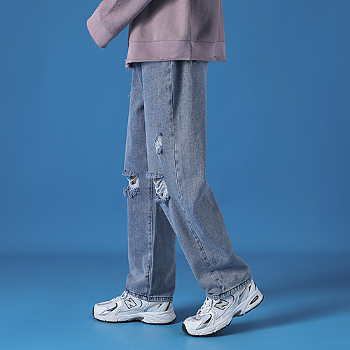 

Men's Chic & Modern Hip-Hop Cycling Quick Dry Moisture Wicking Lightweight Breathable Soft Outdoor Sports Casual Sports Jeans Capri shorts Pants Simple Solid Color Ankle-Length Classic Pocket Blue