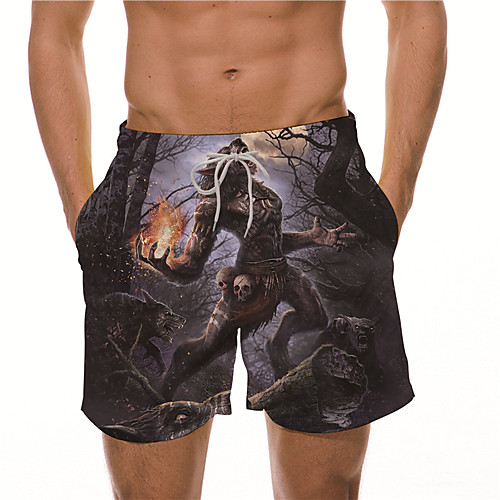 

Men's Designer Casual / Sporty Big and Tall Quick Dry Breathable Soft Holiday Beach Swimming Pool Shorts Bermuda shorts Swim Trucks Pants Graphic Prints Wolf Animal Short Drawstring Elastic / Summer