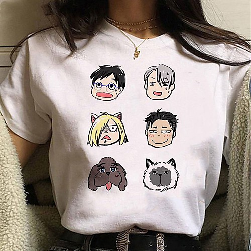 

Inspired by Yuri on Ice Cosplay Anime Cartoon Polyester / Cotton Blend Print Harajuku Graphic Kawaii T-shirt For Women's / Men's