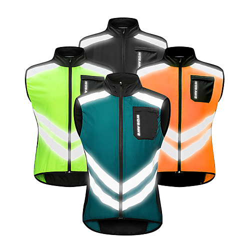 

WOSAWE Men's Sleeveless Cycling Vest Summer Navy Black Orange Solid Color Bike Vest / Gilet Windbreaker Jersey Mountain Bike MTB Road Bike Cycling Windproof Reflective Strips Back Pocket Sports