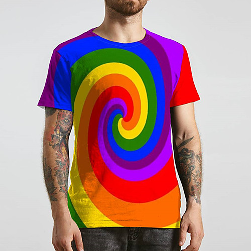 

Men's Tee T shirt 3D Print Rainbow Graphic Prints Print Short Sleeve Daily Tops Casual Designer Big and Tall Rainbow