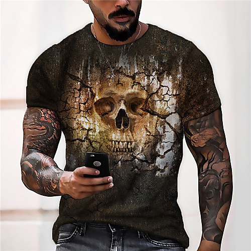 

Men's Unisex Tee T shirt Shirt 3D Print Graphic Prints Skull Print Short Sleeve Daily Tops Casual Designer Big and Tall Black