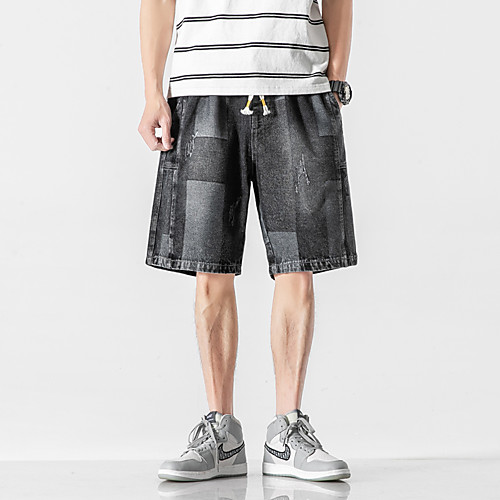 

Men's Shorts Streetwear Cycling Quick Dry Moisture Wicking Breathable Soft Outdoor Sports Casual Daily Jeans Shorts Pants Simple Lattice Knee Length Drawstring Pocket Elastic Waist Elastic Drawstring