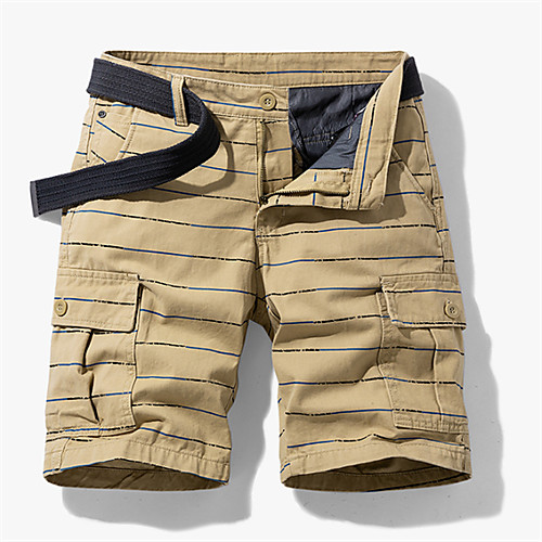 

Men's Cargo Shorts Shorts Pants Lines / Waves Knee Length Stripe Blue Red Black Khaki Gray