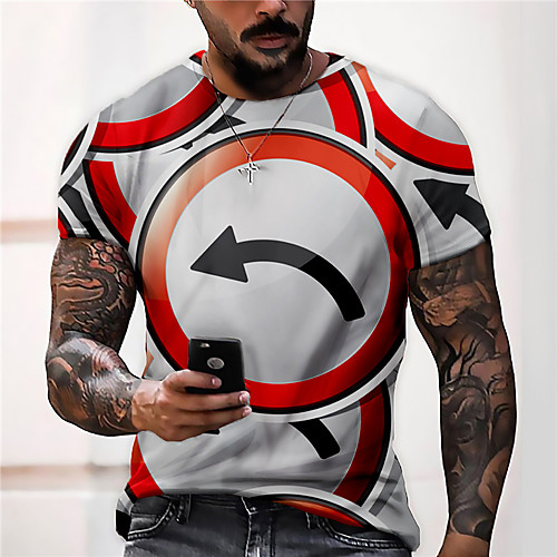 

Men's Tee T shirt Shirt 3D Print Graphic Prints Arrow Print Short Sleeve Daily Tops Casual Designer Big and Tall Gray
