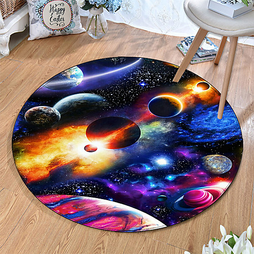 

Round 5mm Area Rugs Machine Made Polyster Non Skid Modern 3D