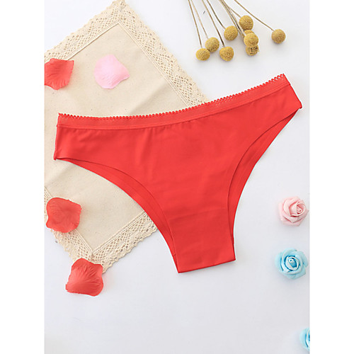 

Women's Lace Brief Micro-elastic Low Waist 1 PC Wine One-Size