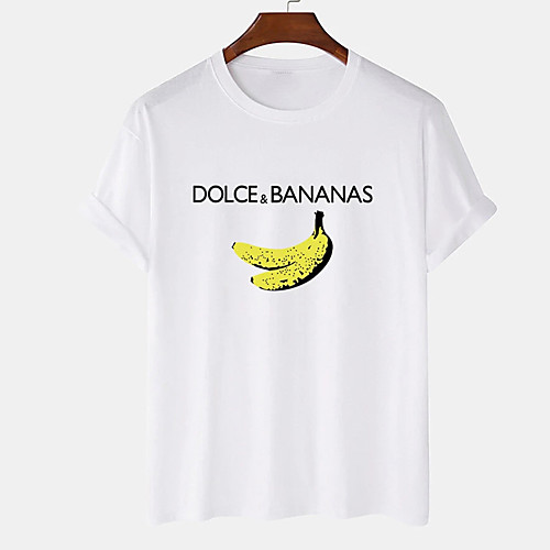 

Men's Unisex Tee T shirt Hot Stamping Graphic Prints Banana Plus Size Print Short Sleeve Casual Tops Cotton Basic Designer Big and Tall White Khaki