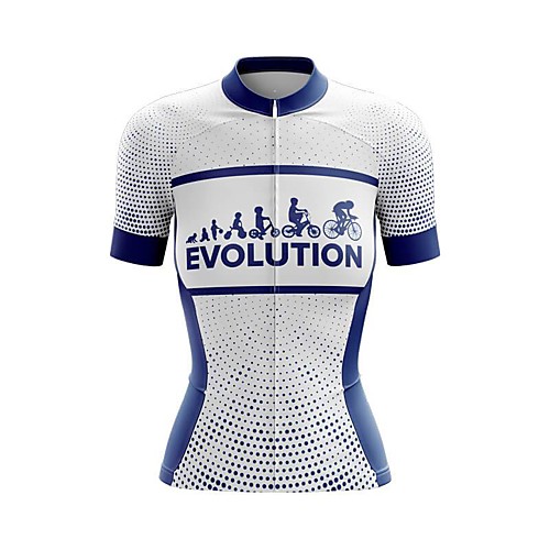 

21Grams Women's Short Sleeve Cycling Jersey Summer Spandex BlueWhite Polka Dot Bike Top Mountain Bike MTB Road Bike Cycling Sports Clothing Apparel / Stretchy / Athleisure