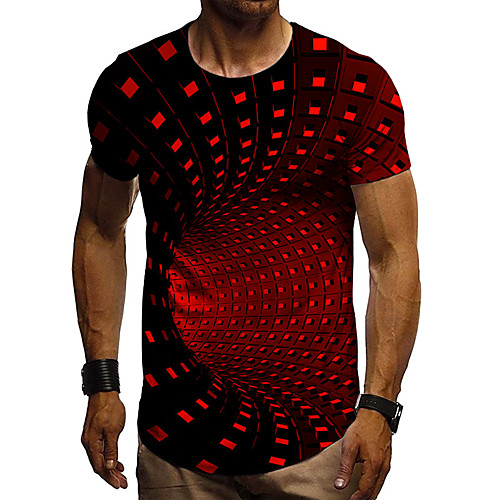 

Men's Tee T shirt Shirt 3D Print Graphic Geometric Plus Size Short Sleeve Casual Tops Basic Designer Slim Fit Big and Tall Blue Purple Red
