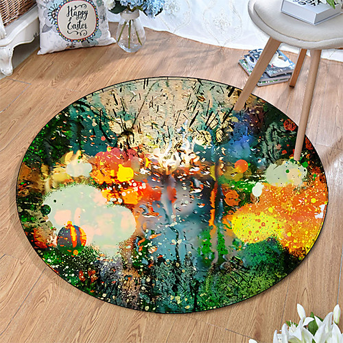 

Round 5mm Area Rugs Machine Made Polyster Non Skid Modern 3D
