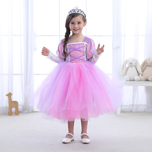 

Princess Dress Kid's Girls' Cute Halloween Halloween Festival Christmas Halloween Children's Day Festival / Holiday Terylene Pink Easy Carnival Costumes Solid Color