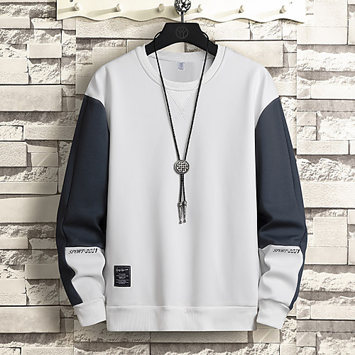 

Men's Pullover Sweatshirt Solid Color Round Neck Work Streetwear Hoodies Sweatshirts Long Sleeve Slim Gray Khaki White