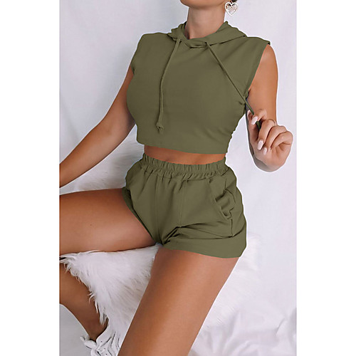

Women's Loungewear Pajamas Sets Pocket Cotton Blend Polyester Casual Tank Top Shorts Street Daily Wear Sleeveless / 2 Pieces