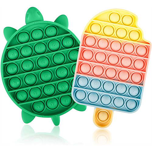 

2PCS Push Pop Bubble Fidget Sensory Toy, Autism Special Needs Silicone Stress Reliever Toy, Anti-Anxiety Squeeze Sensory Toy for Kids (TurtleIcecream)