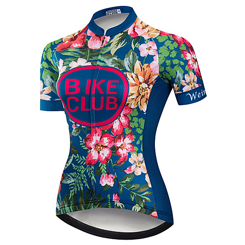 

21Grams Women's Short Sleeve Cycling Jersey Summer Spandex Polyester Dark Green Floral Botanical Bike Top Mountain Bike MTB Road Bike Cycling Breathable Back Pocket Sports Clothing Apparel / Stretchy