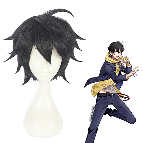 

Katekyo Hitman Reborn! Hayato Gokudera Cosplay Wigs Unisex Layered Haircut 12 inch Heat Resistant Fiber Curly Dark Gray Teen Adults' Anime Wig